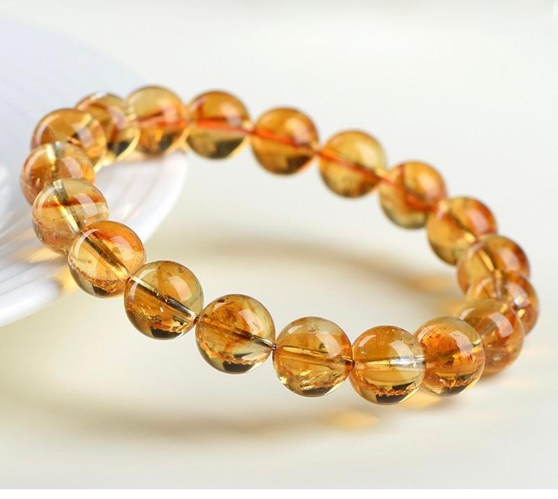 C0119 Natural Deep Yellow Brazilian Citrine Quartz round beads
