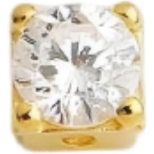 M0502 Sterling Silver Square Rhinestone Gold Spacer Bead