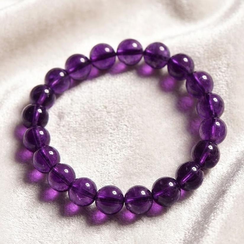 C0105 Natural crystal deep purple round beads