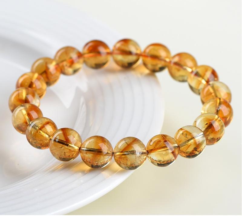 C0119 Natural Deep Yellow Brazilian Citrine Quartz round beads