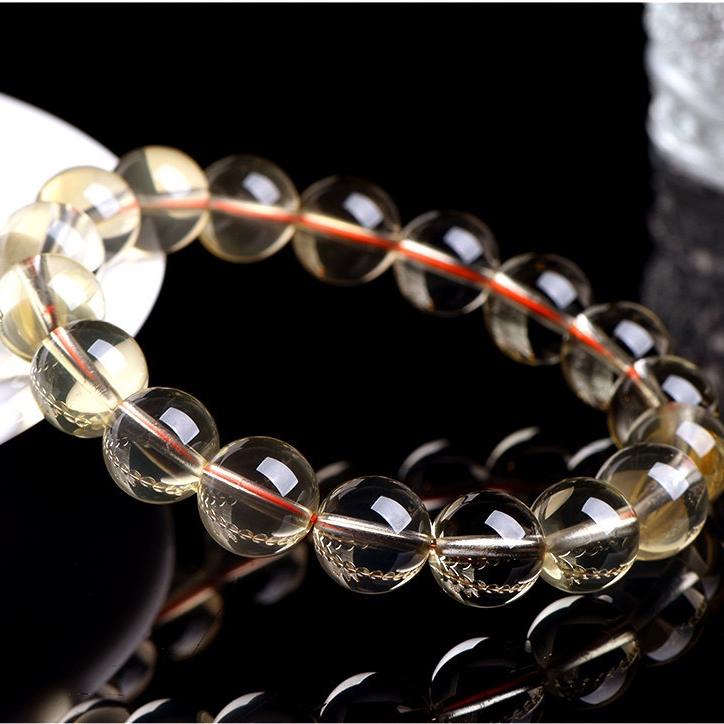 C0106 Natural crystal light yellow round beads