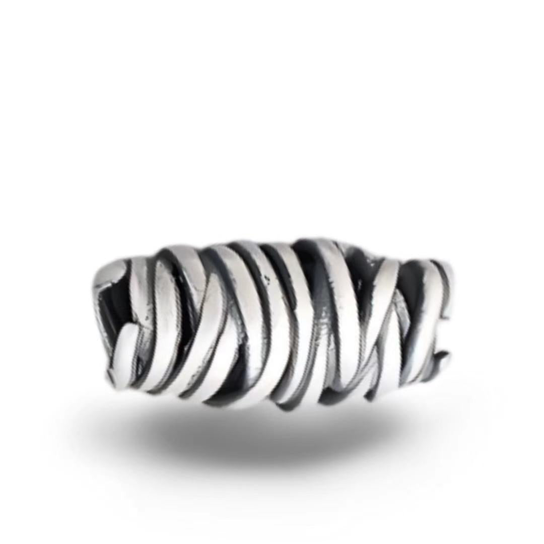 M0301 Sterling Silver Irregular Wrapped Black Spacer Bead