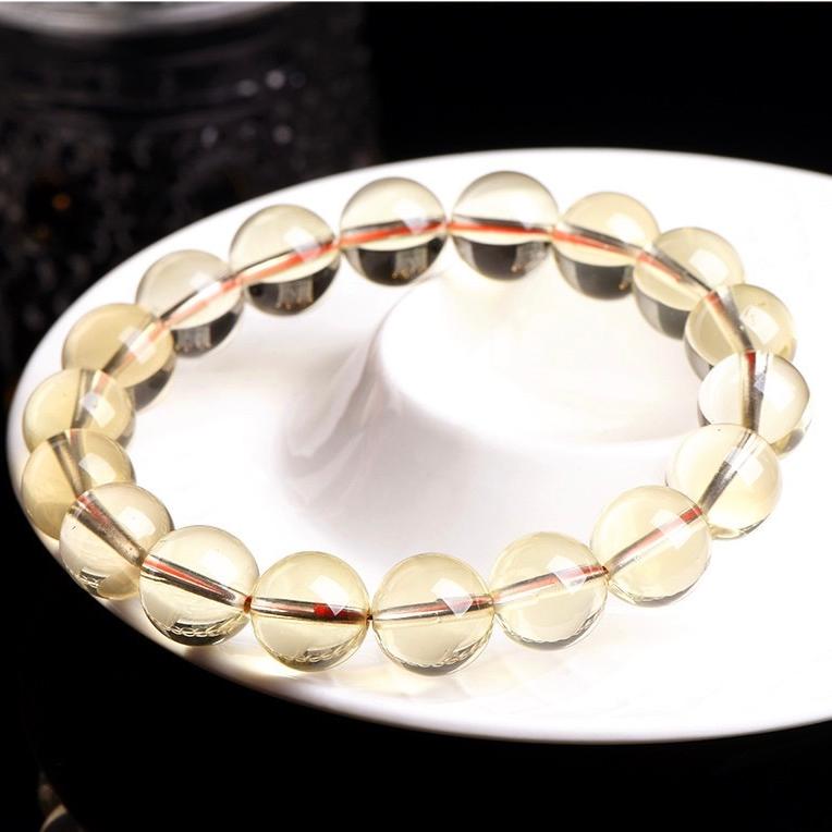 C0106 Natural crystal light yellow round beads