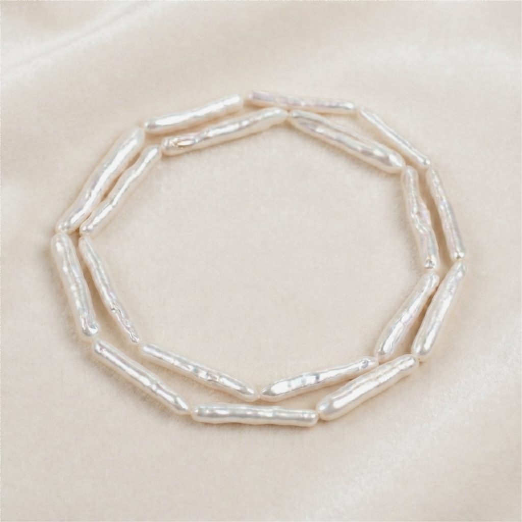 U0201 Natural freshwater pearl white irregular stick 20mm*6mm