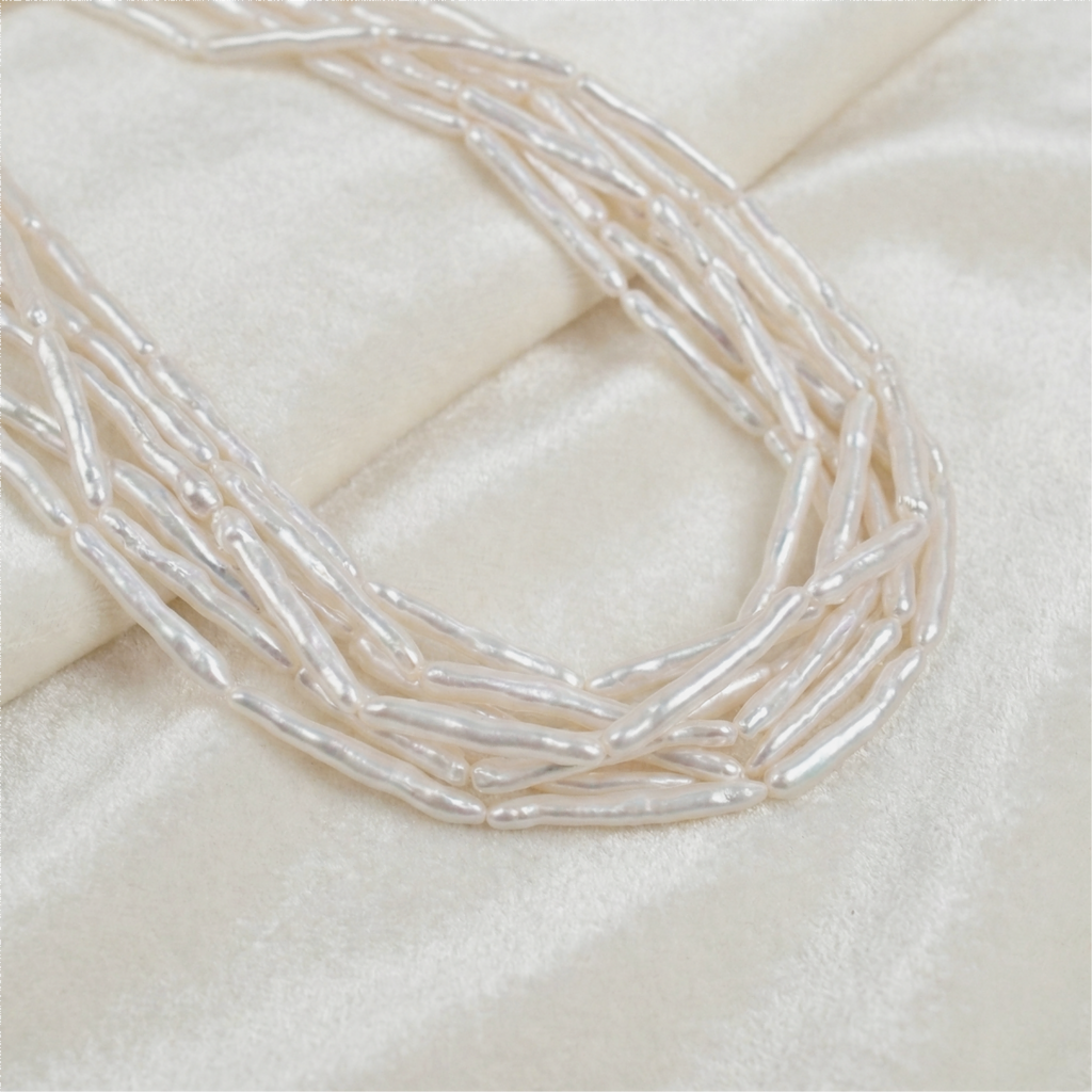 U0201 Natural freshwater pearl white irregular stick 20mm*6mm