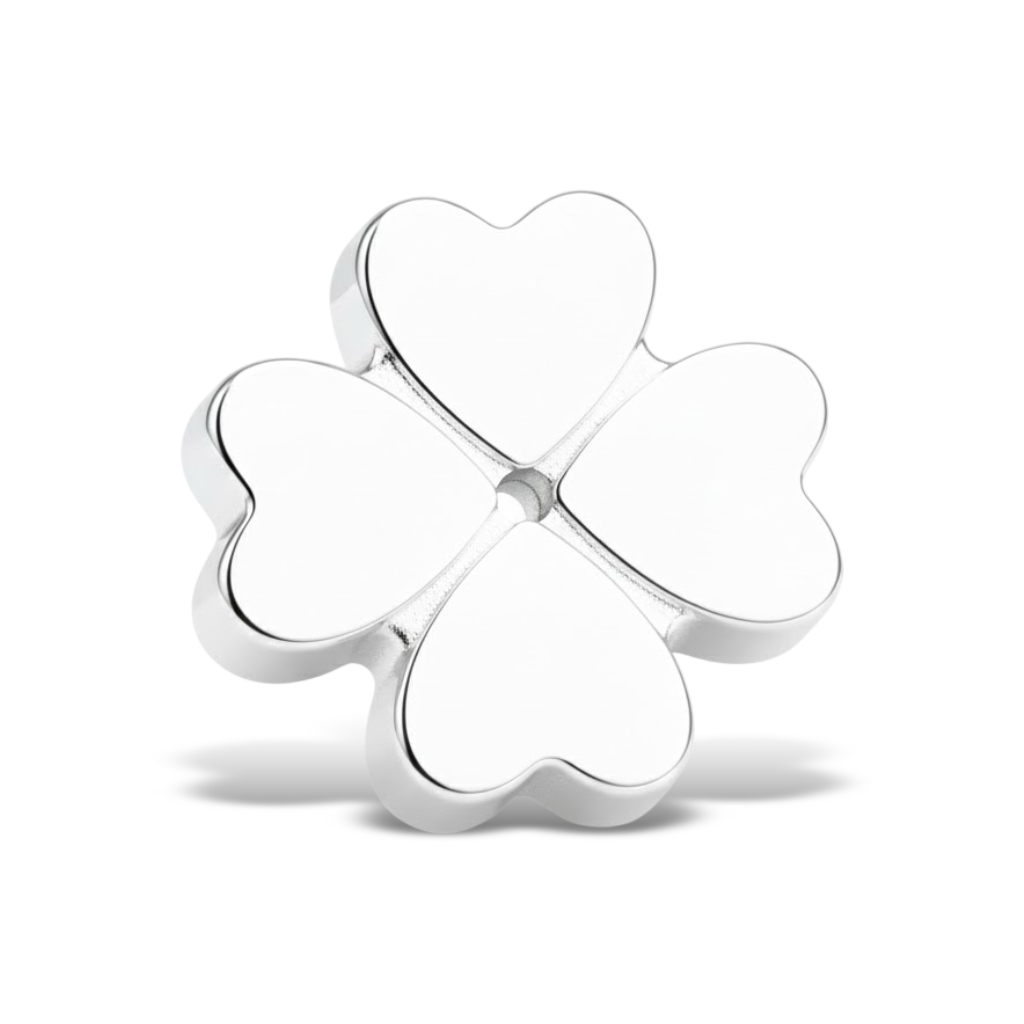 M1101 Silver Four-Leaf Clover Bead