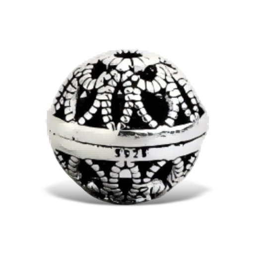 S1002 Hollow Filigree Bead Black