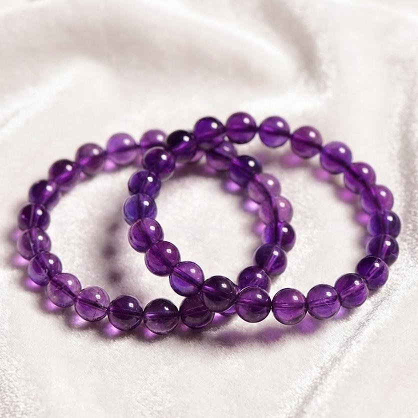 C0105 Natural crystal deep purple round beads